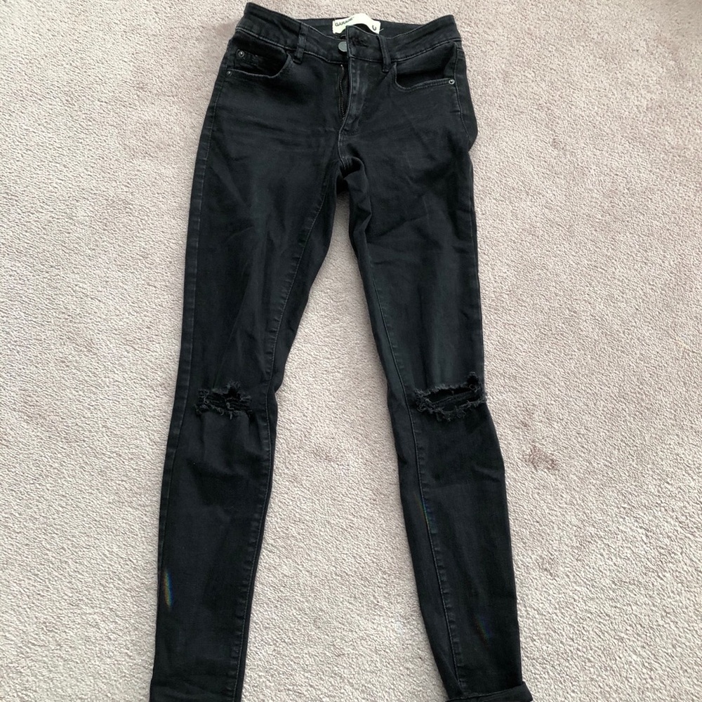 Black Garage Pants with Holes in Knees